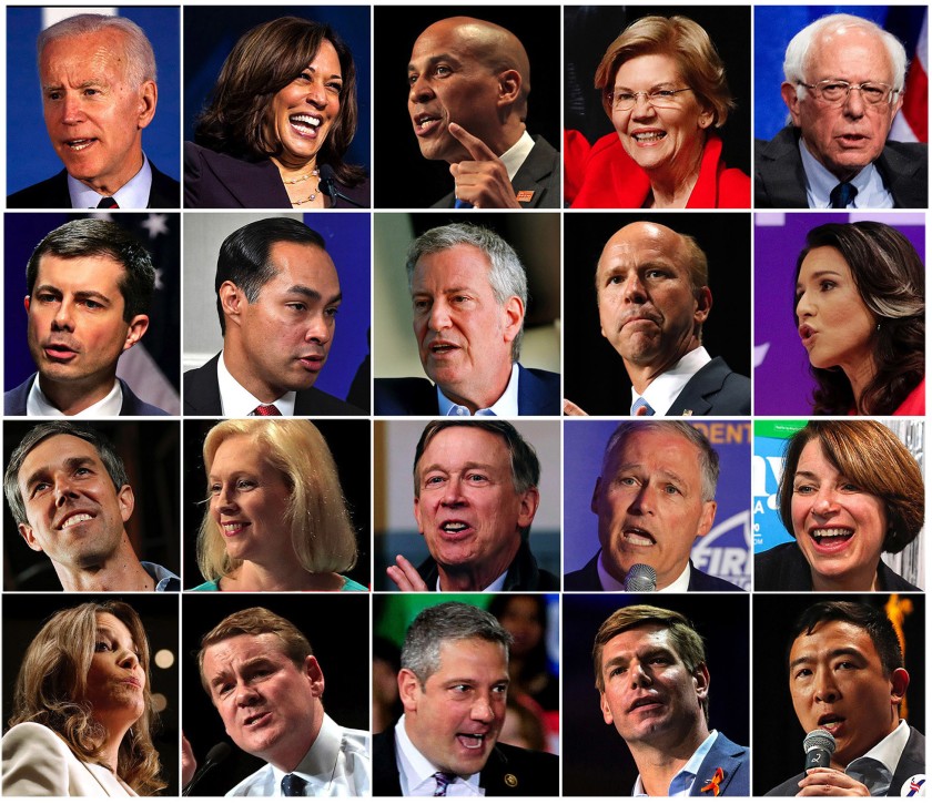 The twenty Democratic candidates that appeared in the first debate in Miami.