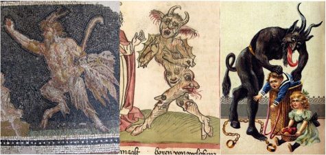 Different depictions of Krampus