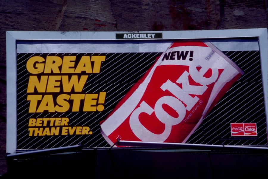 “New Coke” advertisements that were promoted in 1985. (Image courtesy of Todd Gipstein / Corbis via Getty Images file)