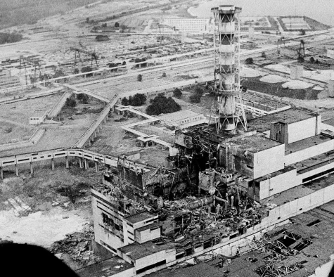 The Chernobyl power plant after its explosion in 1986 (image courtesy of the Associated Press).
