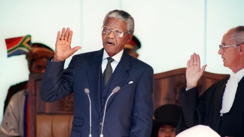 Nelson Mandela being inaugurated as the president of South Africa in 1994. (image courtesy of AFP)
