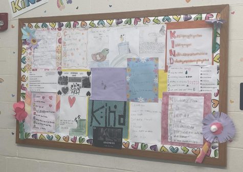 A bulletin board of kindness created by BMS Kindness Club.