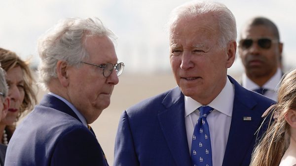 Senator Mitch McConnell (left) and President Joe Biden (AP Photo/Patrick Semansky)